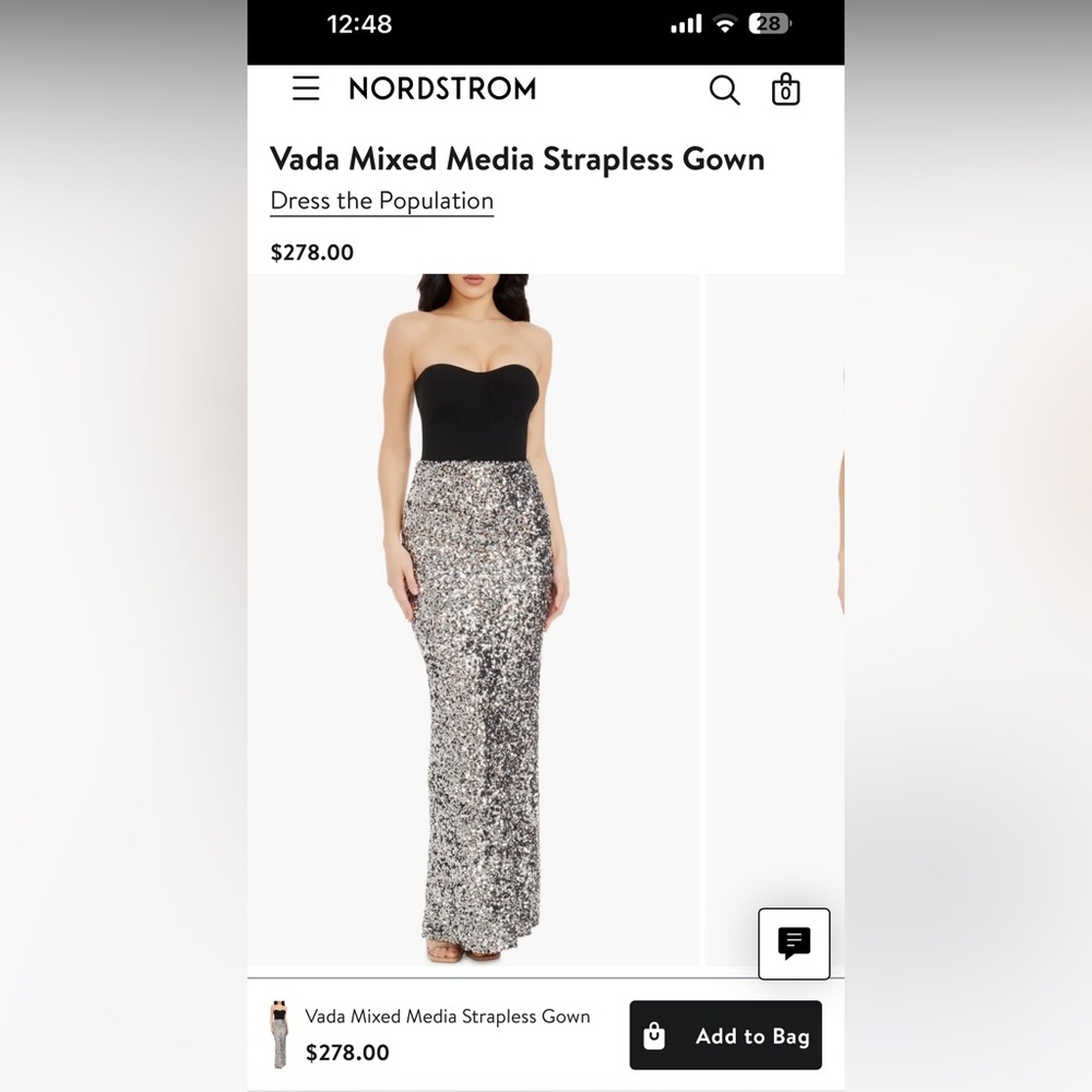 Vada Mixed Media Strapless Gown